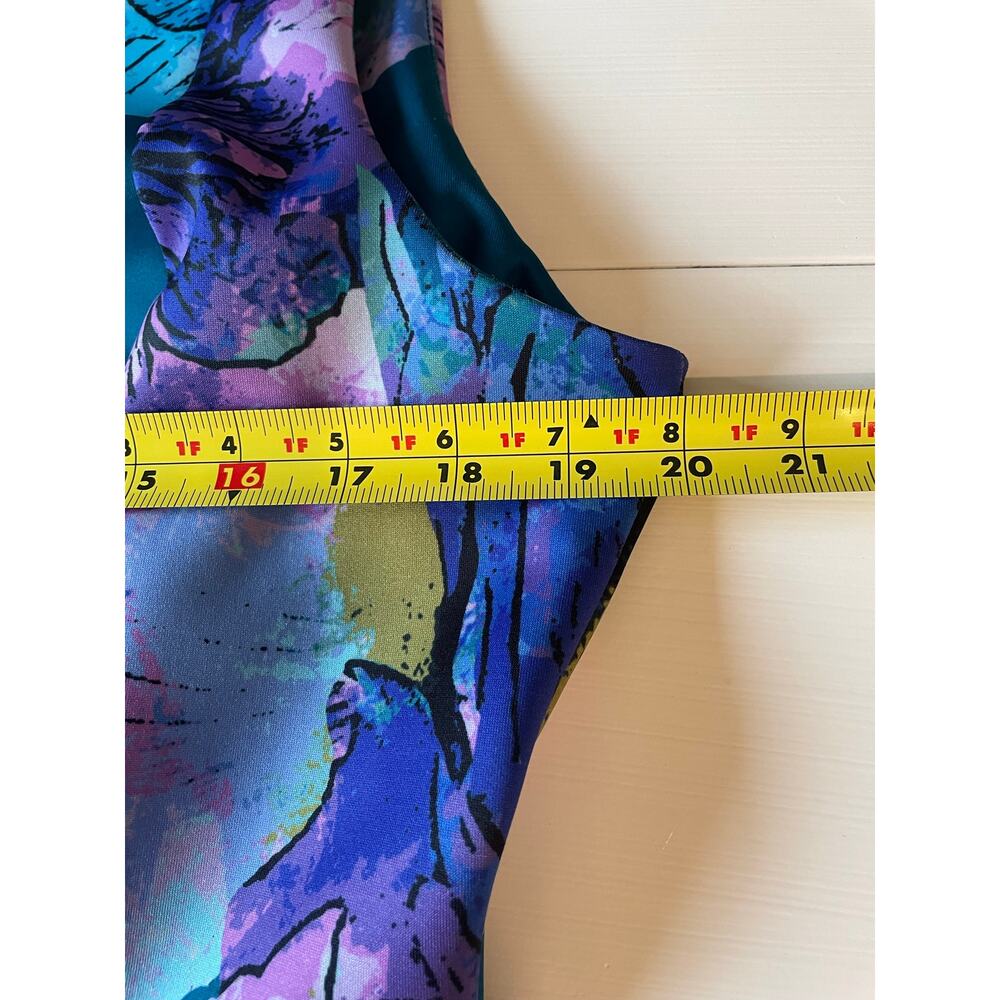 Calvin Klein Scuba Floral Sheath Dress Sz 14 Sleeveless Stretch Career Colorful - Picture 8 of 9